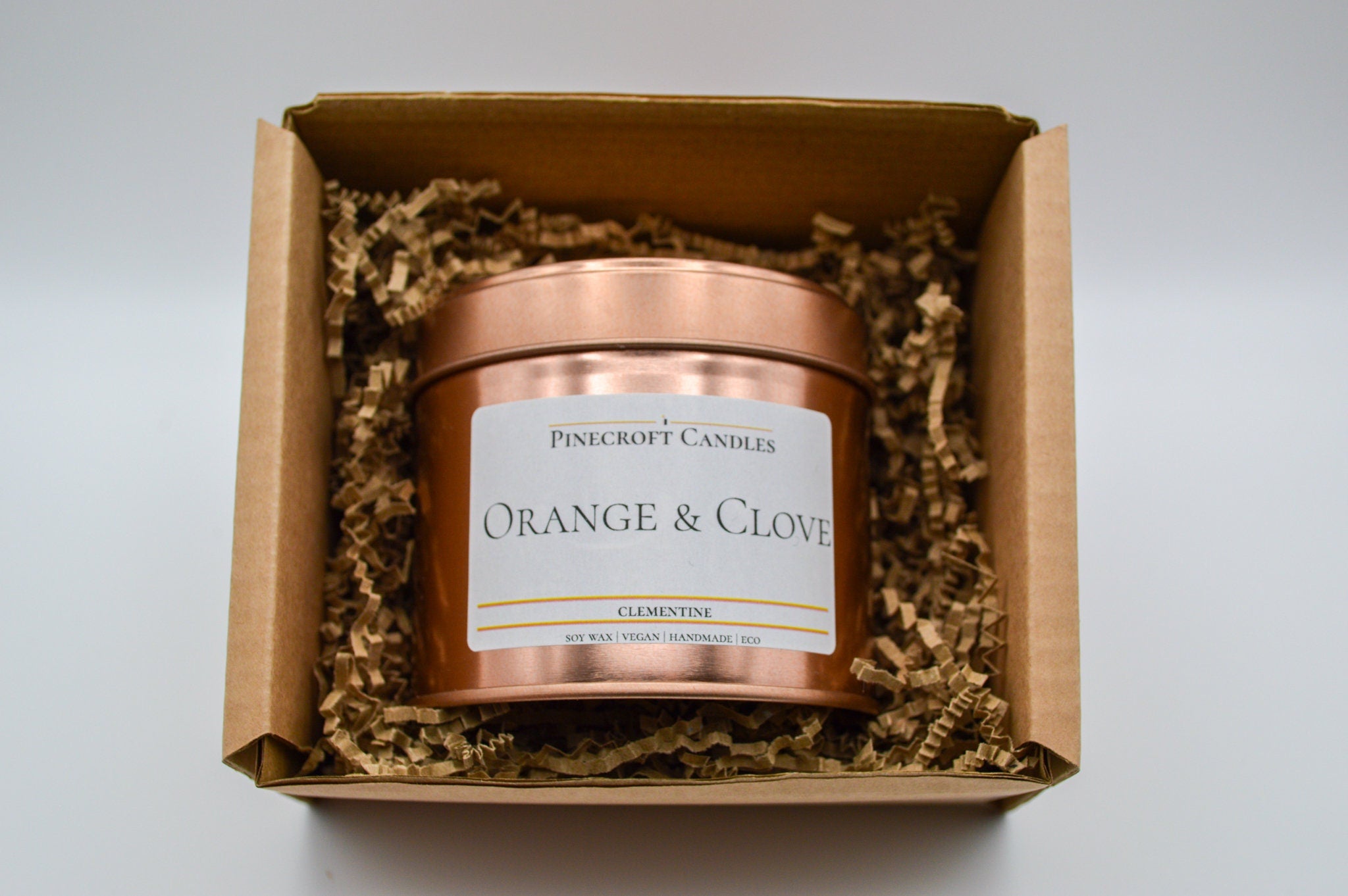 Orange Spice Scented Vegan Soy Candle - Handmade Well-being Candles - Rose Gold large 220ml
