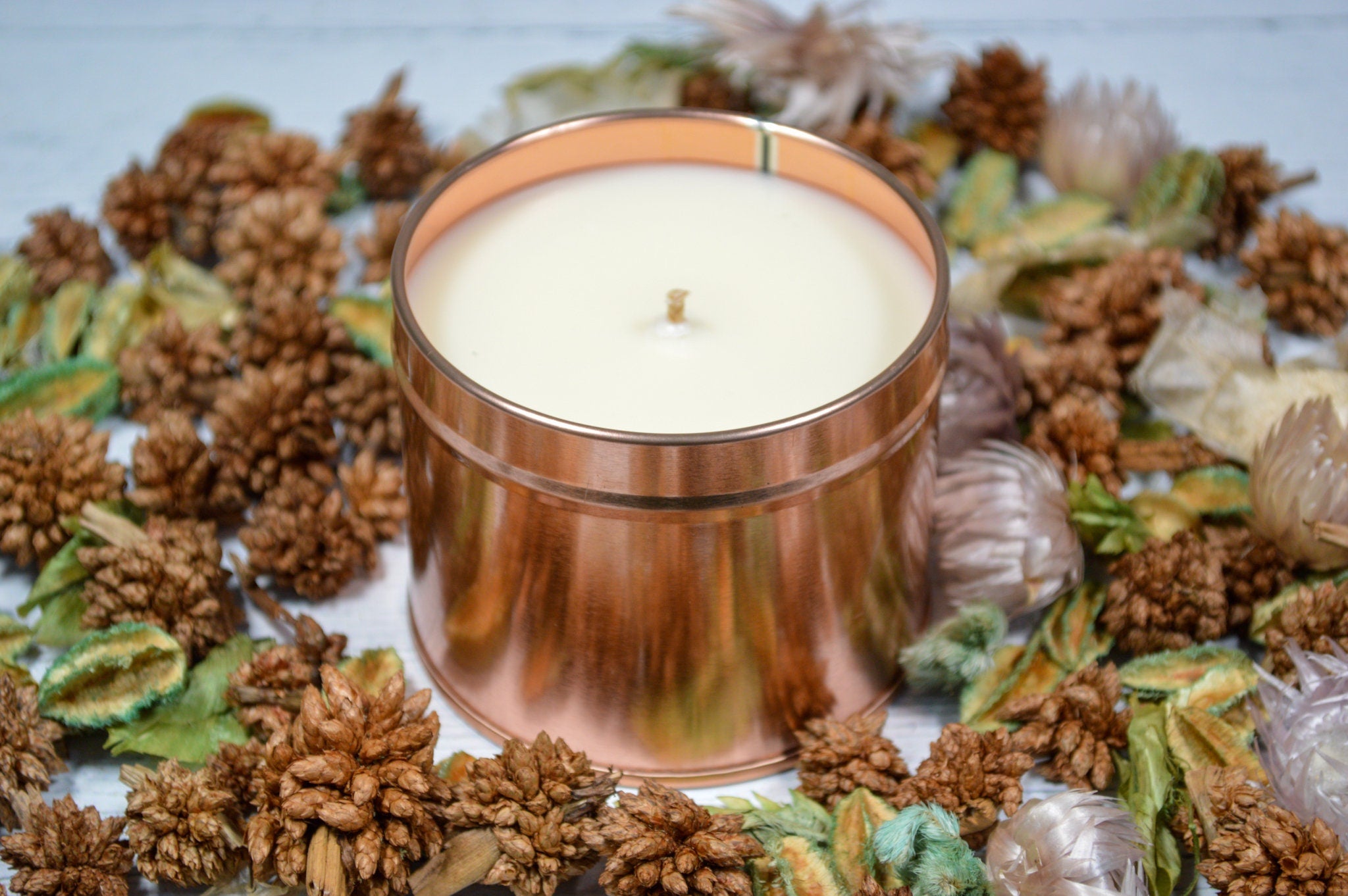 Orange Spice Scented Vegan Soy Candle - Handmade Well-being Candles - Rose Gold large 220ml