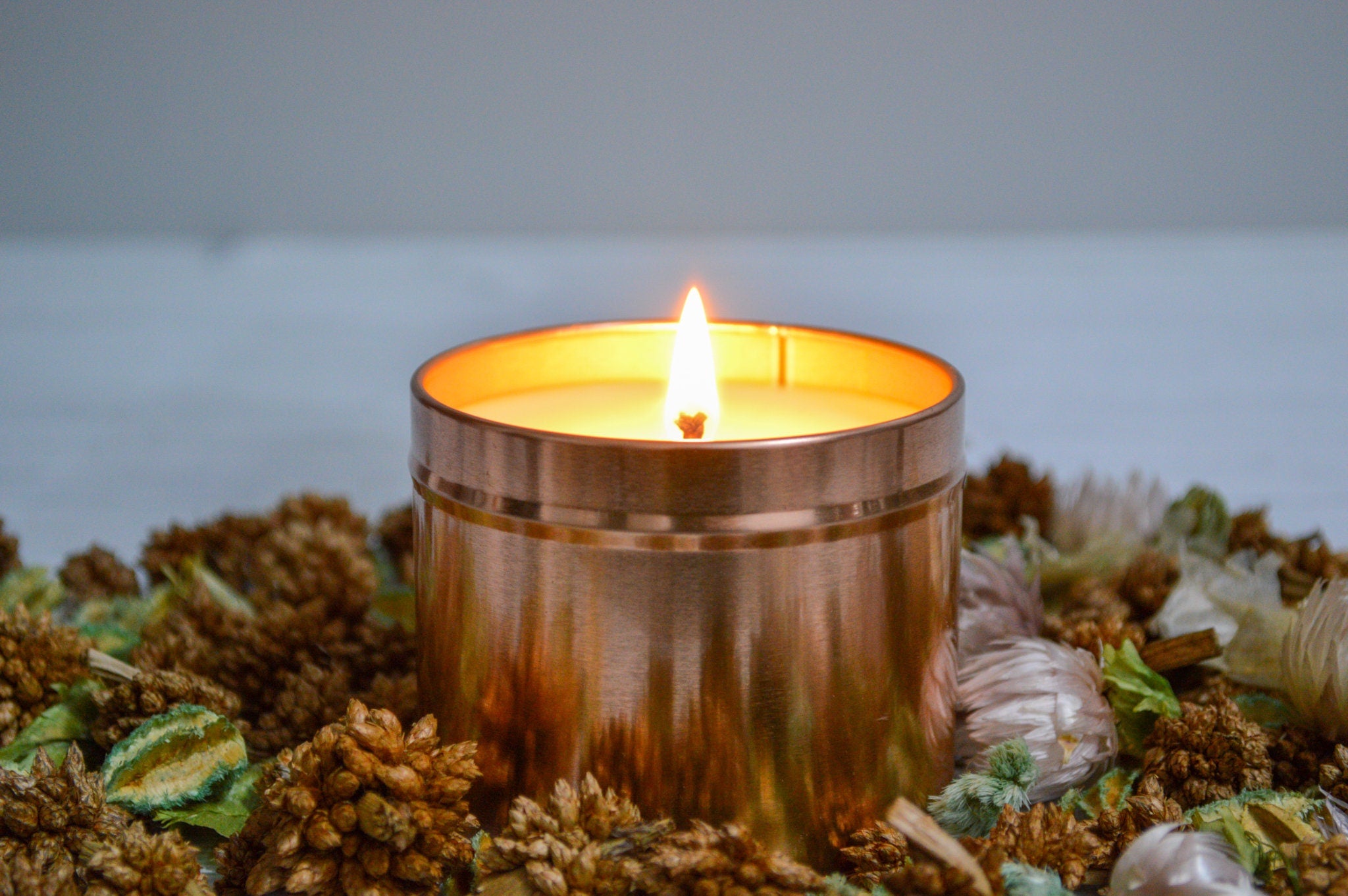 Orange Spice Scented Vegan Soy Candle - Handmade Well-being Candles - Rose Gold large 220ml