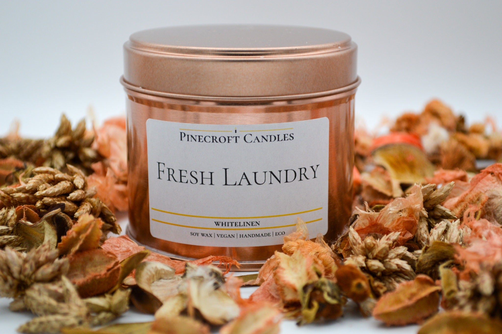 Spring Fresh Laundry Scented Large 220ml Rose Gold Handmade Vegan Friendly Premium Soy Candle